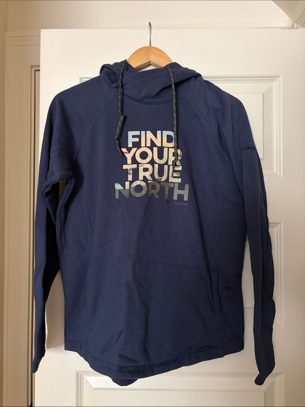 Columbia Navy Crewneck Hoodie with 'Find Your True North' Graphic